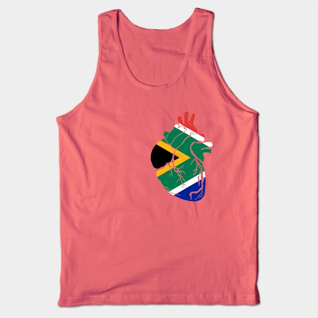 Anatomical heart design, South Africa flag Tank Top by Bun Art Store